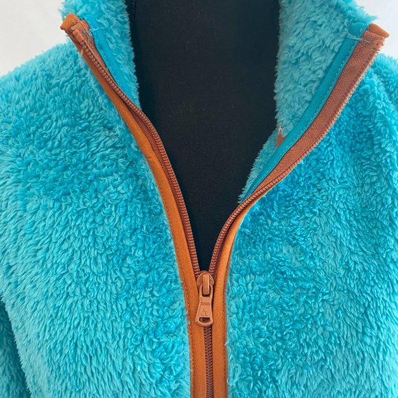 SOLD Tek Gear You've Got This Blue Contrast Brown Fleece Zip Front Jacket NWOT - Picture 12 of 15